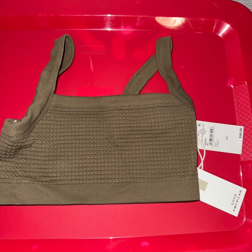 NWT Olive Green waffle sports bra!